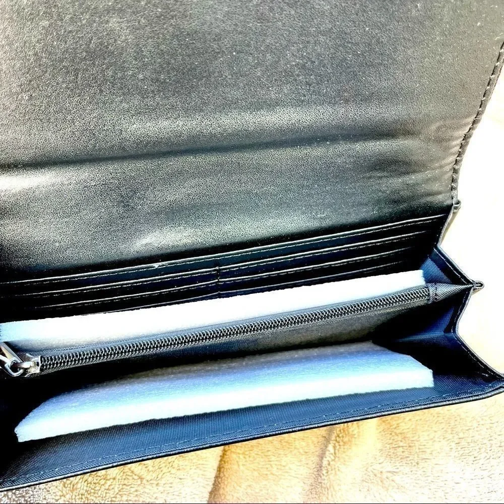 POPPY GREY FAUX LEATHER LARGE BIFOLD WALLET W/RFID-FREMONT/JET BLACK NWT